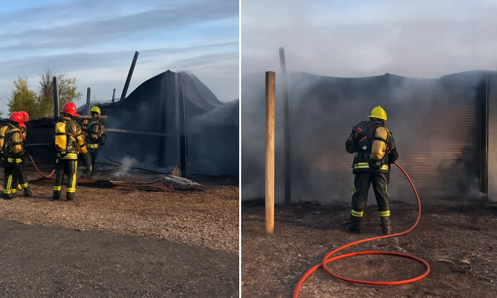 Incendio en caballeriza de Rawson: pérdidas totales tras un intenso operativo de Bomberos sobre Ruta 7